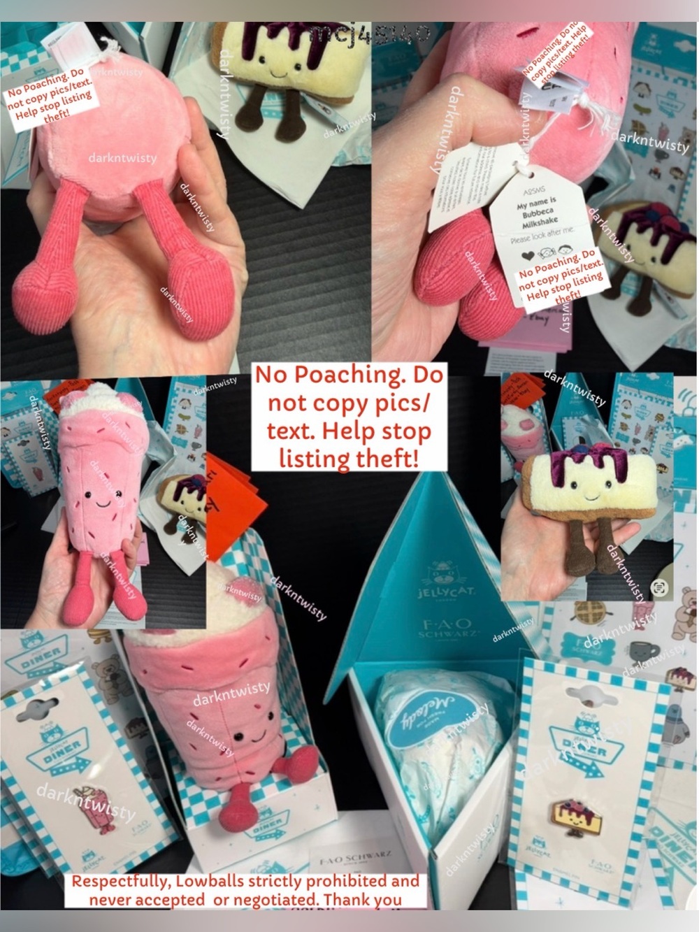 BNWT AUTH SALES RECEIPT JELLYCAT DINER NYC CREMBER CHEESECAKE BUBECCA MILKSHAKE - Picture 3 of 5